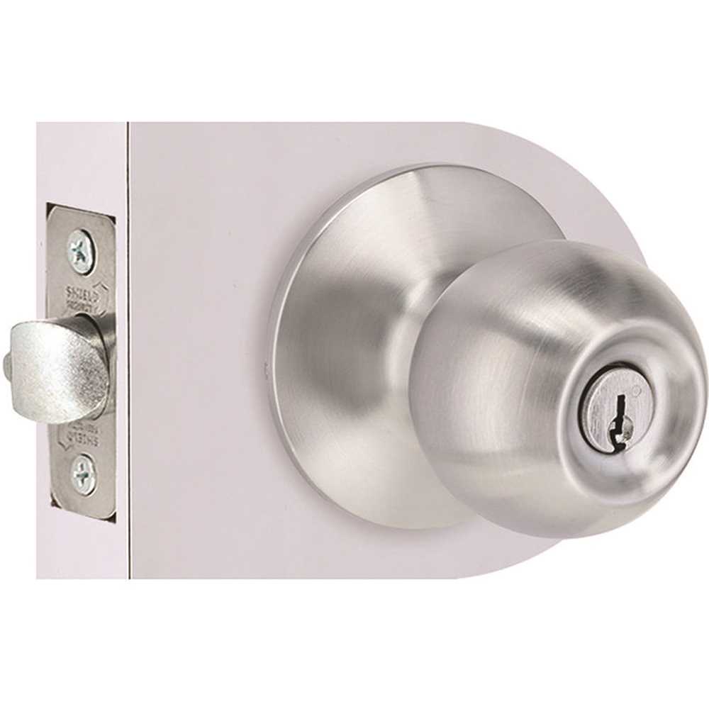 Shield Security T3S00B Round Entry Door Knob 2-3/8" and 2-3/4" Backset Grade 3 Satin Chrome
