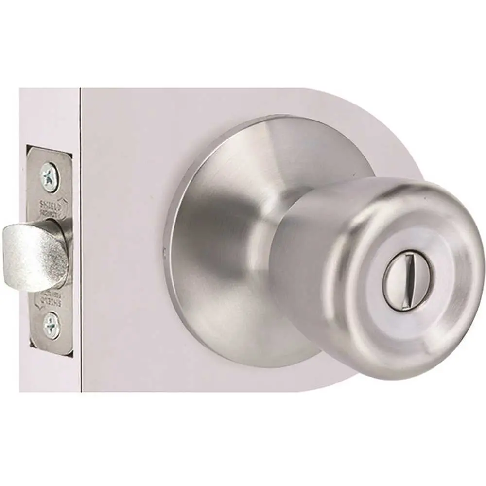 Shield Security Tulip Privacy Bed/Bath Door Knob 2-3/8 and 2-3/4 Backset Grade 3 Satin Chrome TRS10BXCD6 Shield Security Tulip Privacy Bed/Bath Door Knob 2-3/8 and 2-3/4 Backset Grade 3 Satin Chrome TRS10BXCD6