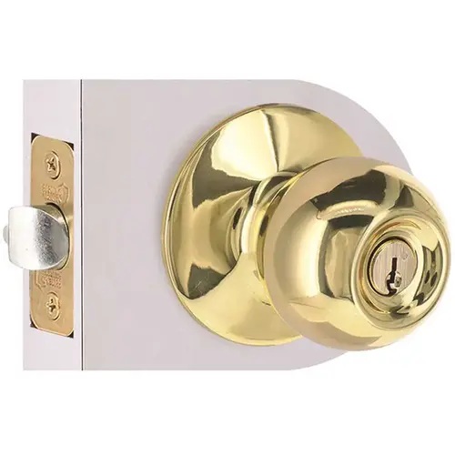 Round Entry Door Knob 2-3/8" and 2-3/4" Backset Grade 3 Bright Brass Round Entry Door Knob 2-3/8" and 2-3/4" Backset Grade 3 Bright Brass