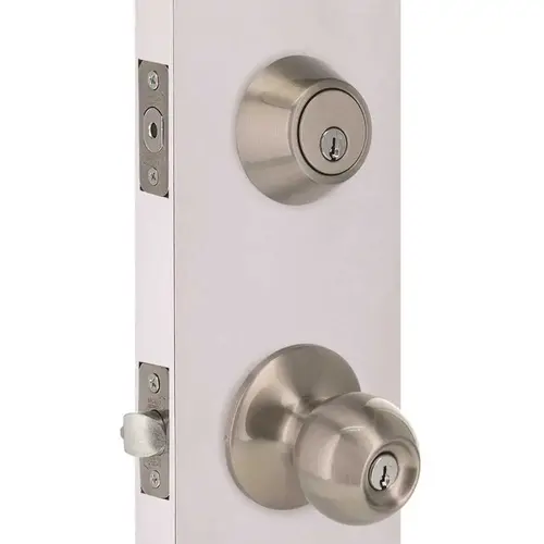 Round Deadbolt and Entry Combo Pack 2-3/8" and 2-3/4" Backset Grade 3 Satin Nickel Round Deadbolt and Entry Combo Pack 2-3/8" and 2-3/4" Backset Grade 3 Satin Nickel
