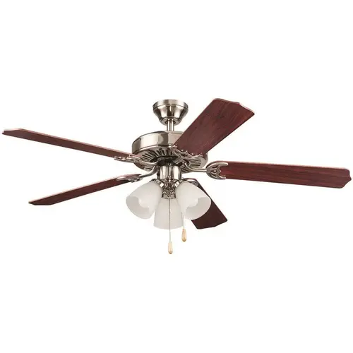 52 Inch Dual Mount Ceiling Fan, 5 Maple/cherry Blades, Brushed Nickel 52 Inch Dual Mount Ceiling Fan, 5 Maple/cherry Blades, Brushed Nickel