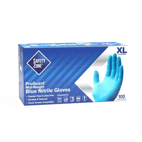 Powder Free Nitrile Disposable Gloves, Blue, Extra Large