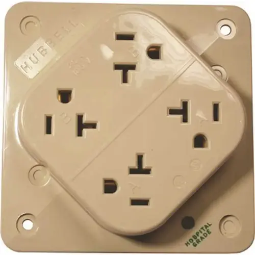 15 Amp 125-Volt 5-15R Grade 4-Plex Hospital Receptacle, Ivory 15 Amp 125-Volt 5-15R Grade 4-Plex Hospital Receptacle, Ivory