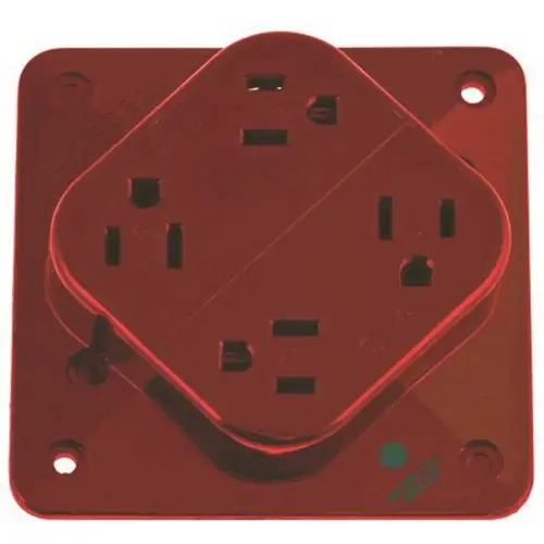 20 Amp 125-Volt 5-20R Grade 4-Plex Hospital Receptacle, Red 20 Amp 125-Volt 5-20R Grade 4-Plex Hospital Receptacle, Red