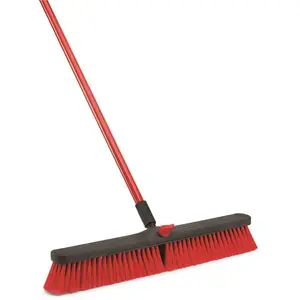 Libman 323070351 24 in. Multi-Surface Push Broom with Handle Red & Black - pack of 4