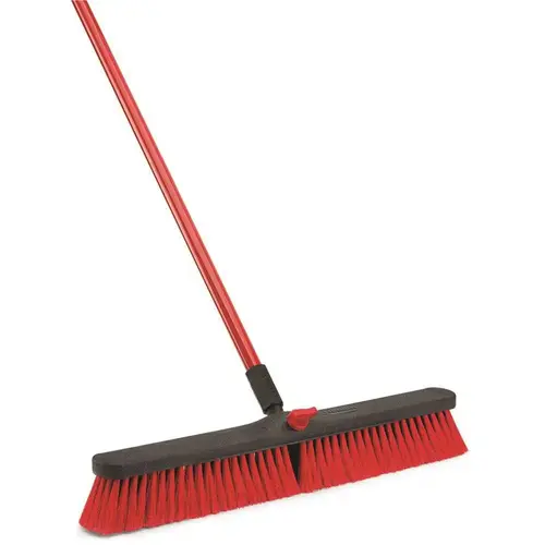 24 in. Multi-Surface Push Broom with Handle Red & Black - pack of 4