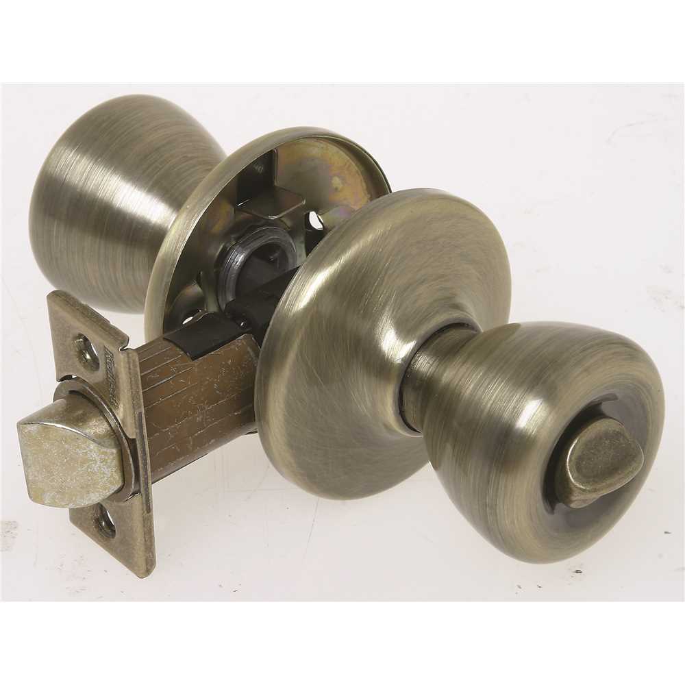 Kwikset 300T-5-6AL-RCS Tylo Privacy Knob, 6-Way Adjustable Latch 2-3/8"-2-3/4" Backset, Grade 3, 609/US5 Antique Brass