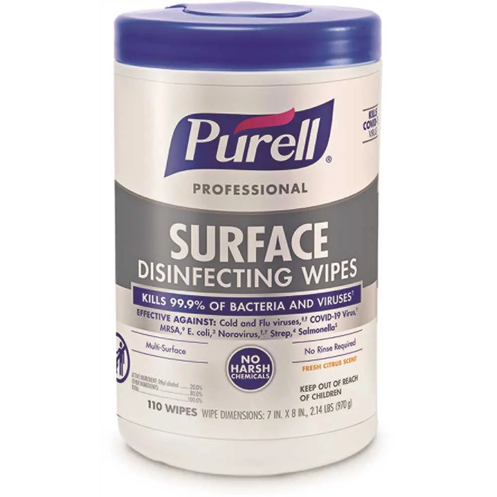 PURELL 7 in. x 8 in. Professional Surface Disinfecting Wipes Citrus Scent ( Canister ) White - pack of 6 9342-06 PURELL 7 in. x 8 in. Professional Surface Disinfecting Wipes Citrus Scent ( Canister ) White - pack of 6 9342-06