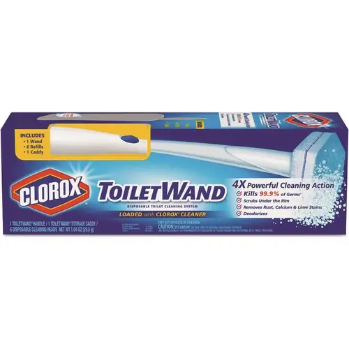 Disposable Toilet Wand Cleaning Kit, Caddy/Refills White