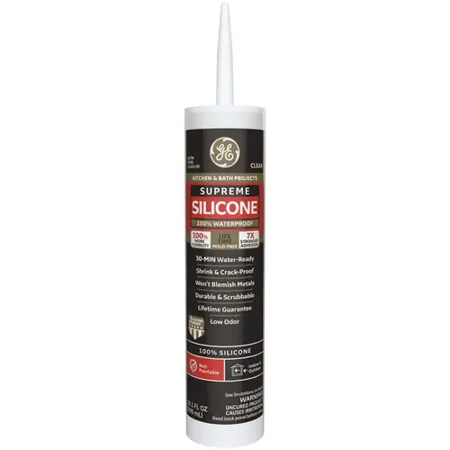 Supreme M90006 Silicone Caulk, Colorless, -60 to 400 deg F, 10.1 oz Tube - pack of 12