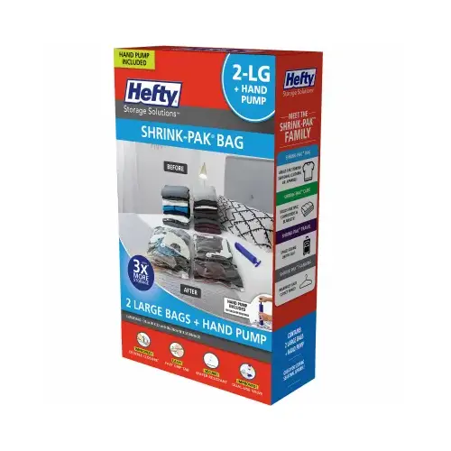 Shrink Pak Vacuum Storage Bags & Hand Pump, 2 Large Bags