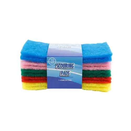 Scouring Pads, Assorted Colors, 4 x 6 In - pack of 10 Scouring Pads, Assorted Colors, 4 x 6 In - pack of 10