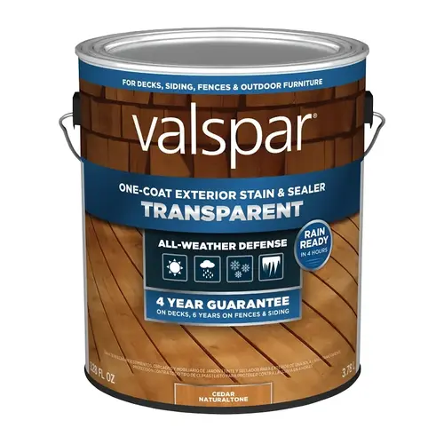 Valspar One-Coat Transparent Stain & Sealer, Cedar Natrualtone, 1 Gallon