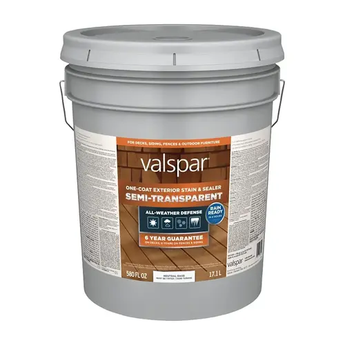 Valspar One-Coat Semi-Transparent Stain & Sealer, Neutral Base, 5 Gallon Valspar One-Coat Semi-Transparent Stain & Sealer, Neutral Base, 5 Gallon