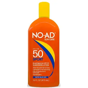NO-AD NO-AD602 No-Ad Series Sunscreen Lotion, 16 oz Bottle, White, Fragrance-Free