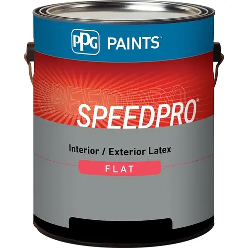 SPEEDPRO Interior Paint, Flat Sheen, White, 1 gal, 400 to 500 sq-ft/gal Coverage Area - pack of 4