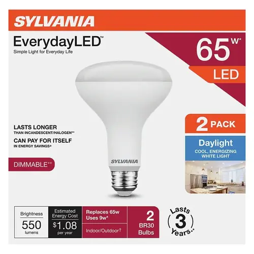 Sylvania LED Light Bulb, BR30 Lamp, Daylight - pack of 2 Sylvania LED Light Bulb, BR30 Lamp, Daylight - pack of 2