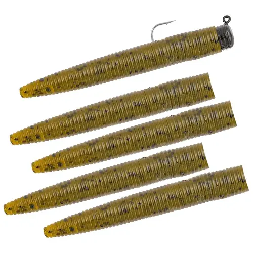 Matzuo America 5718-0513 Ned Style Rigs, 3 in Worm, 5-Hook, Green Pumpkin Lure - pack of 5
