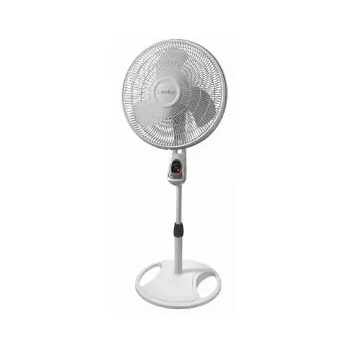 3-Speed Oscillating Pedestal Fan, Timer and Remote, White 16 In.