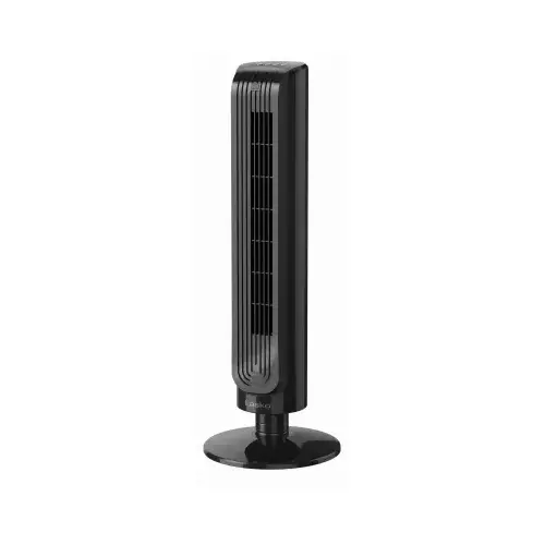 32 In. 3-Speed Oscillating Black Tower Fan with Remote Control