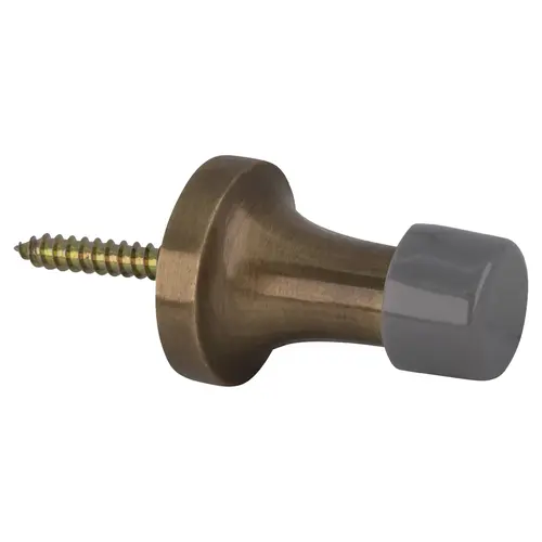 1-3/8" Baseboard Door Bumper, Solid Brass in Antique Brass