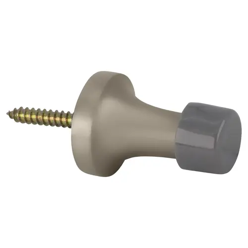 1-3/8" Baseboard Door Bumper, Solid Brass in Brushed Nickel