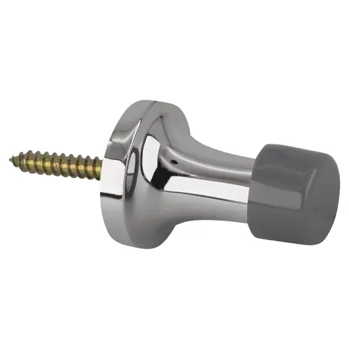 1-3/8" Baseboard Door Bumper, Solid Brass in Polished Chrome