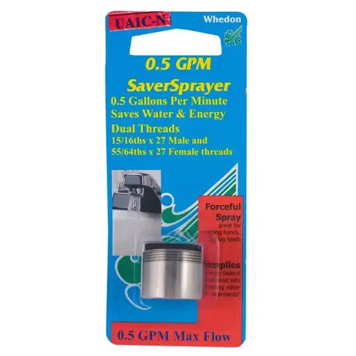 Faucet Aerator SaverSprayer Dual Thread 15/16"- 27M x 55/64"-27F Brushed Nickel Brushed Nickel