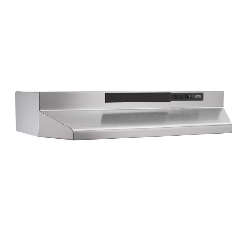 Broan F403004 F40000 30 in. 230 Max Blower CFM Convertible Under-Cabinet Range Hood with Light in Stainless Steel Silver