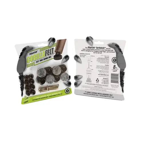 Chair Glide Set GorillaFelt Brown/Gray 1" Screw-On Felt Brown/Gray - pack of 6