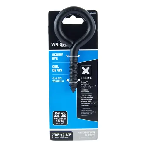 Screw Eye 7/16" D X 3-7/8" L Black Steel 325 lb Black