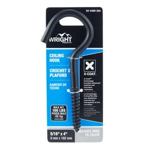 Wright's 02-3480-305 Ceiling Hook Medium Matte Black Black Steel 4" L 100 lb Matte Black