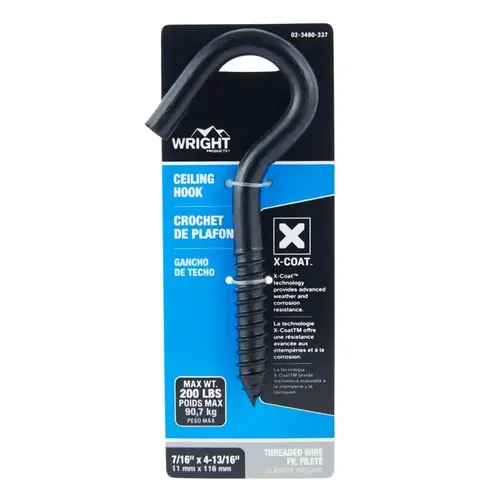 Ceiling Hook Medium Matte Black Black Steel 4-3/16" L 300 lb Matte Black