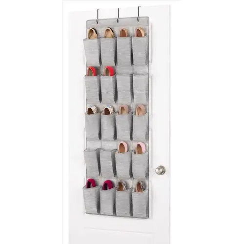 Hanging Shoe Organizer 54" H X 19" L Fabric Gray Hanging Shoe Organizer 54" H X 19" L Fabric Gray