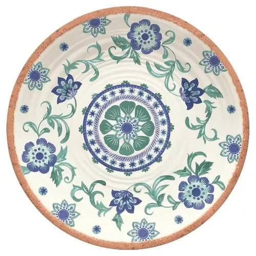 Platter Rio Turquoise Multicolored Melamine Artisan 14" D Multicolored