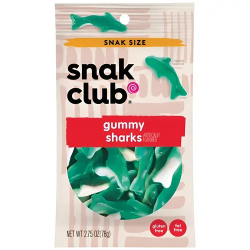 Gummi Candy Raspberry Sharks 2.75 oz Bagged - pack of 12 Gummi Candy Raspberry Sharks 2.75 oz Bagged - pack of 12