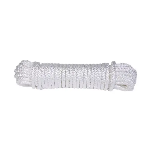 Rope 3/16" D X 100 ft. L White Diamond Braided Nylon White Rope 3/16" D X 100 ft. L White Diamond Braided Nylon White