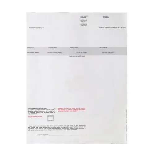 Rental Contract Paper 8-1/2" W X 11" L Assorted Rental Contract Paper 8-1/2" W X 11" L Assorted