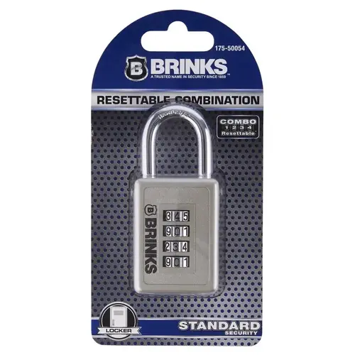 Padlock 3.25" W X 1.574" L Die-Cast Zinc 4-Dial Combination Assorted Padlock 3.25" W X 1.574" L Die-Cast Zinc 4-Dial Combination Assorted