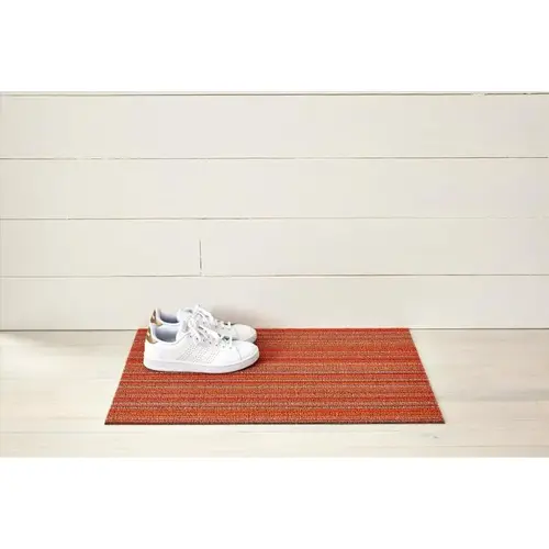 Door Mat 28" L X 18" W Orange Skinny Stripe Polyester/Vinyl Orange Door Mat 28" L X 18" W Orange Skinny Stripe Polyester/Vinyl Orange