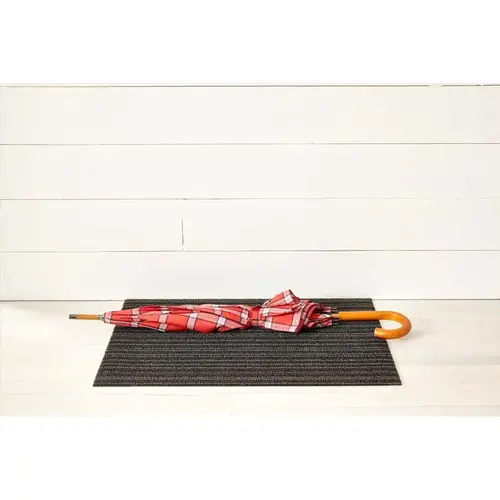 Door Mat 28" L X 18" W Black/Gray Skinny Stripe Polyester/Vinyl Black/Gray Door Mat 28" L X 18" W Black/Gray Skinny Stripe Polyester/Vinyl Black/Gray