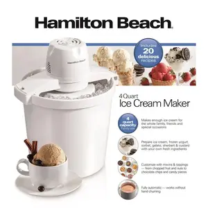 HAMILTON BEACH 68330N Ice Cream Maker White 4 qt 15.3" H X 12.5" W X 11.1" L White