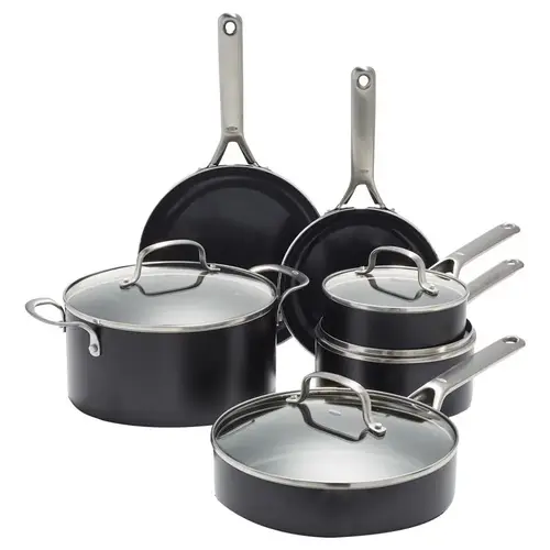 Cookware Set Agility Ceramic Coated Aluminum Black/Silver Black/Silver Cookware Set Agility Ceramic Coated Aluminum Black/Silver Black/Silver