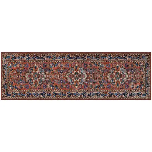 Runner Mat NeverMove Esther 76" L X 24" W Vintage Red Tribal Polyester Vintage Red