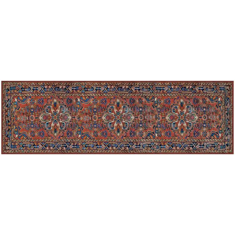 Gel Pro Runner Mat NeverMove Esther 76" L X 24" W Vintage Red Tribal Polyester Vintage Red 107-1-2476-EHVR
