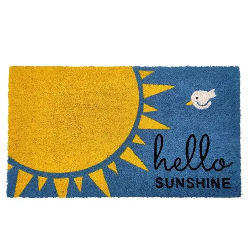Door Mat 30" L X 18" W Multicolored Hello Sunshine Coir Multicolored