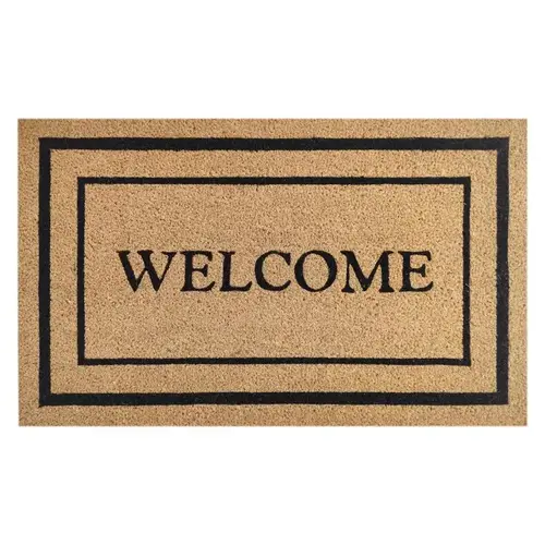 Door Mat 30" L X 18" W Black/Brown Welcome Coir Black/Brown