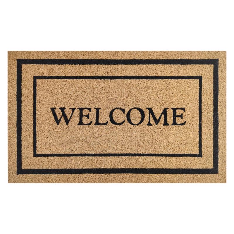 First Concept FC-72024 Door Mat 30" L X 18" W Black/Brown Welcome Coir Black/Brown