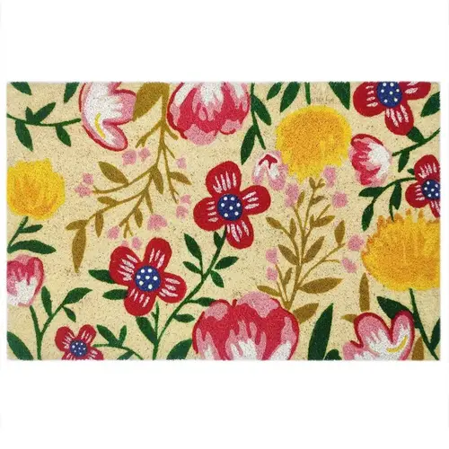 Door Mat 30" L X 18" W Multicolored Flowers Coir Multicolored Door Mat 30" L X 18" W Multicolored Flowers Coir Multicolored