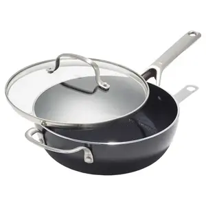OXO CC006955-001 Pan with Lid Agility Ceramic Coated Aluminum 3 qt Black/Silver Black/Silver